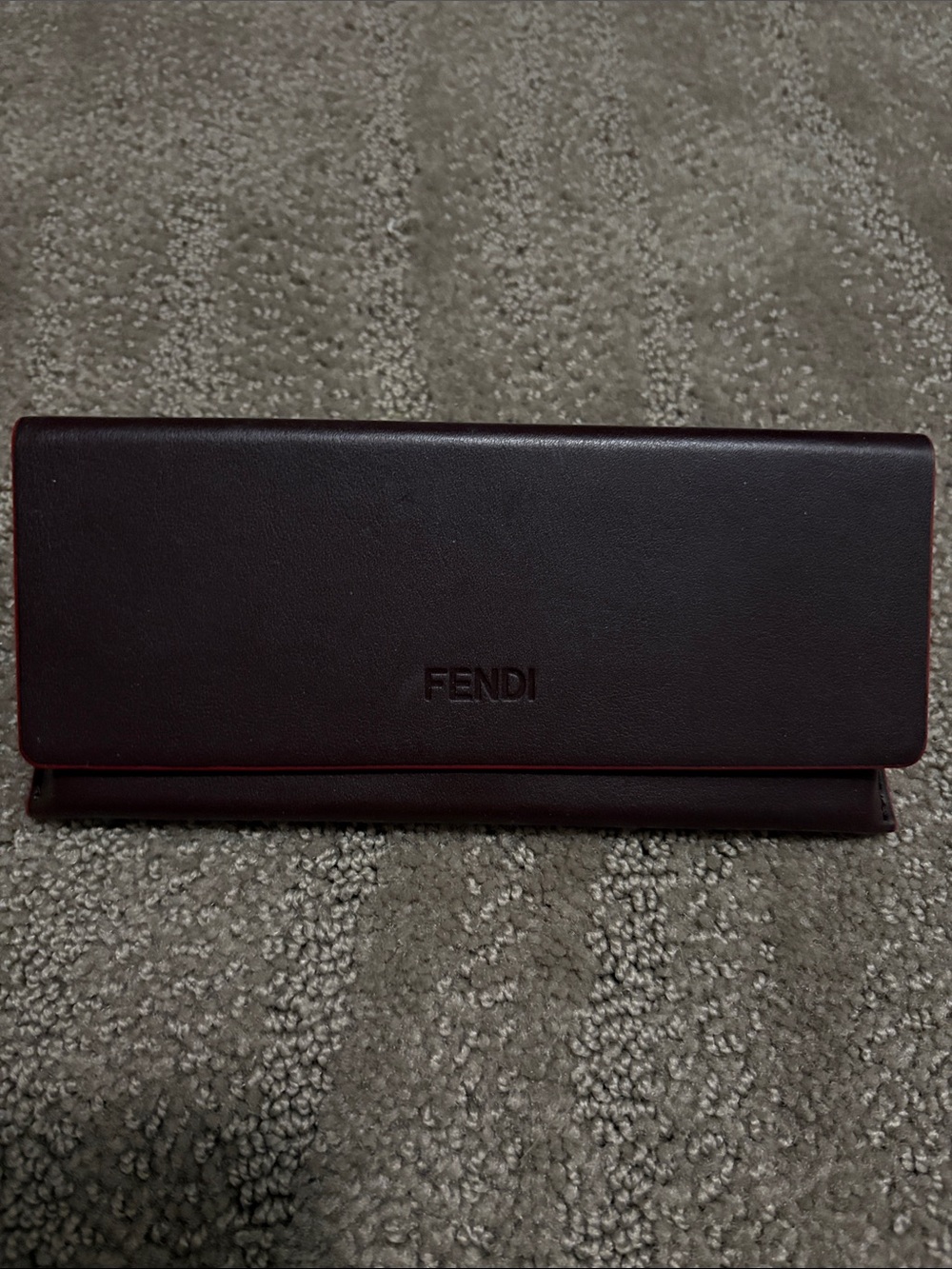 Fendi hard Eyewear Case in Dark Brown Leather